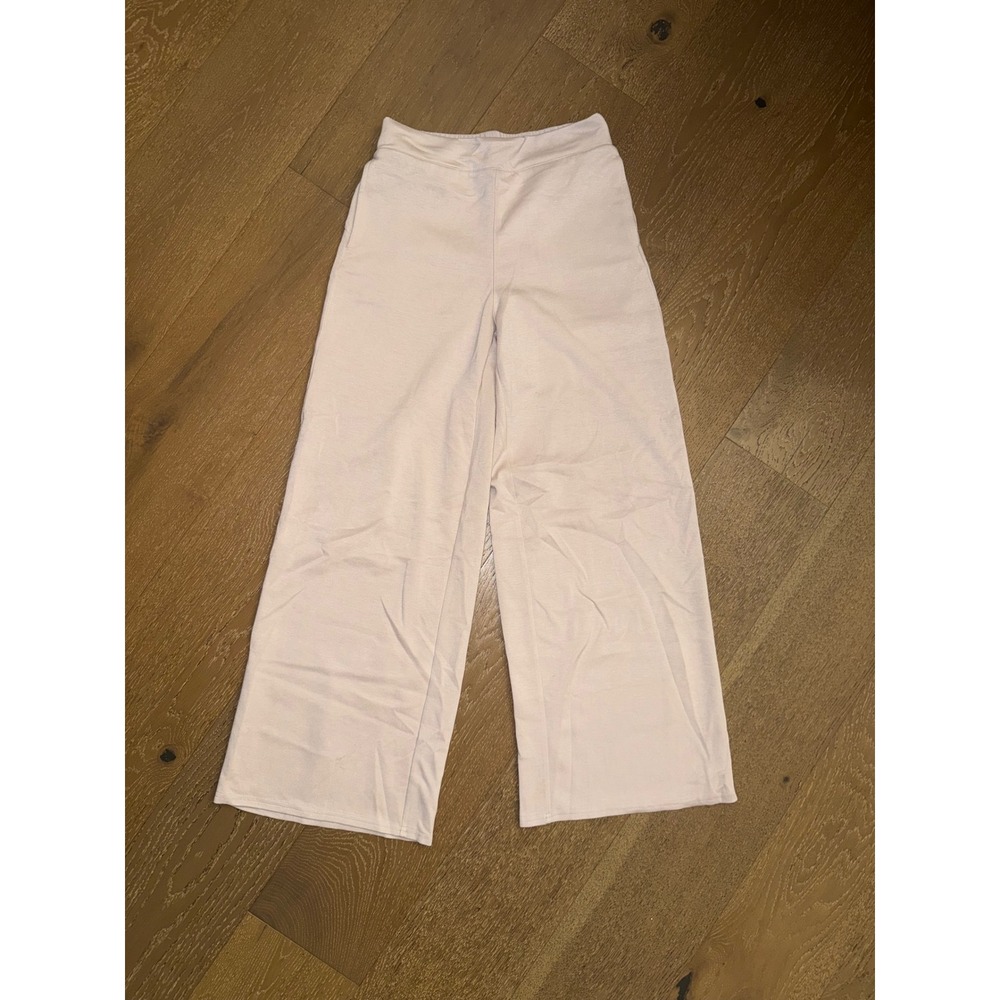 White Birch Womens Wide Leg Lounge Pants Beige High Waist Elastic Back Pockets M